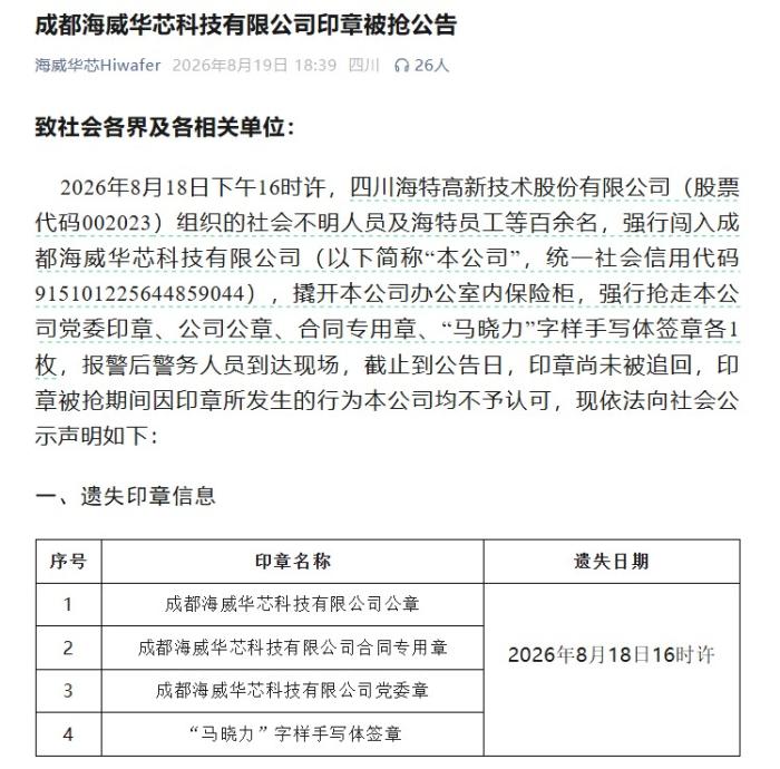 上市公司组织百人“抢公章”？ 海威华芯控制权纠纷升级