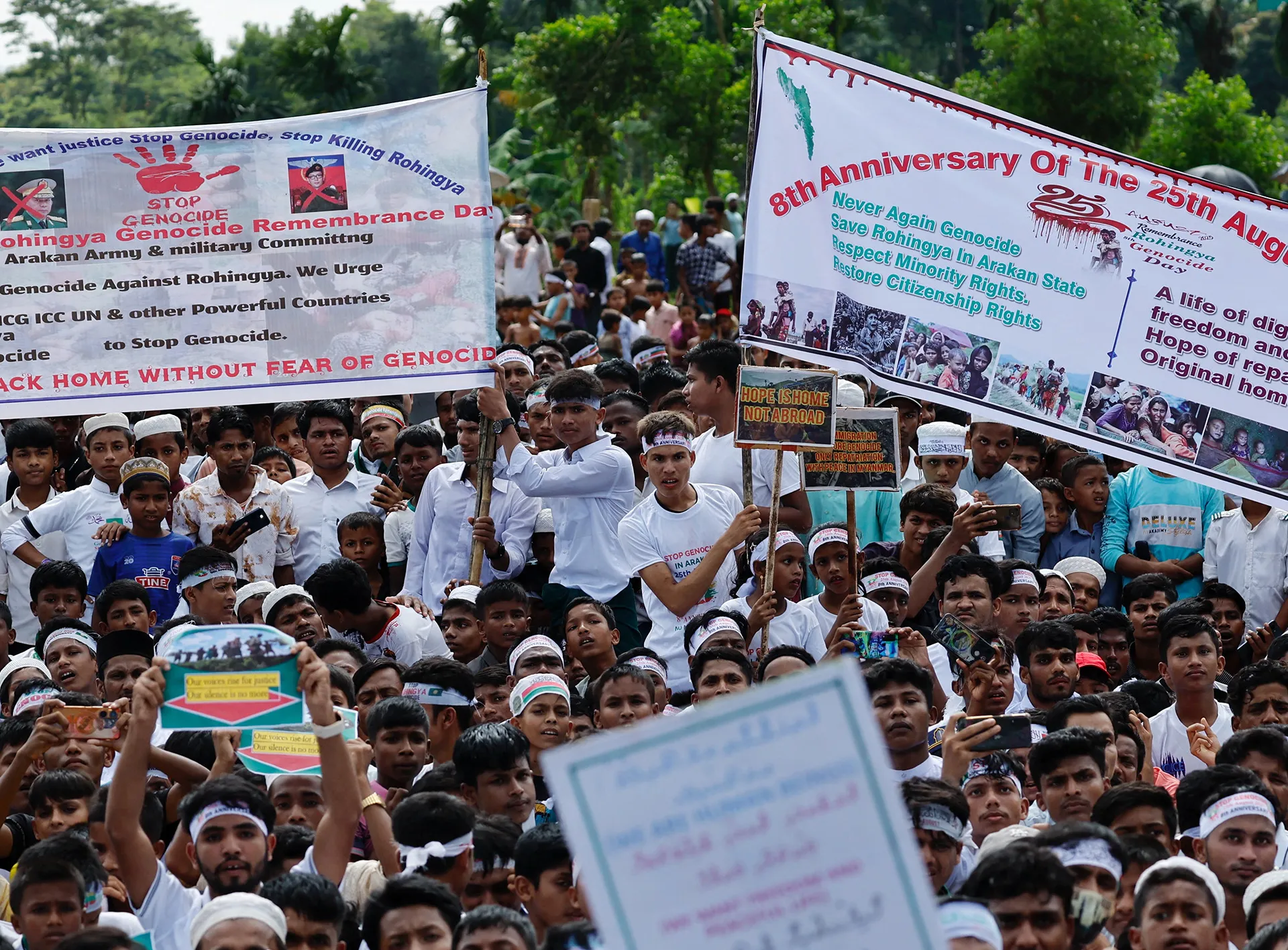 Rohingya refugees protest, nine years after exodus to Bangladesh