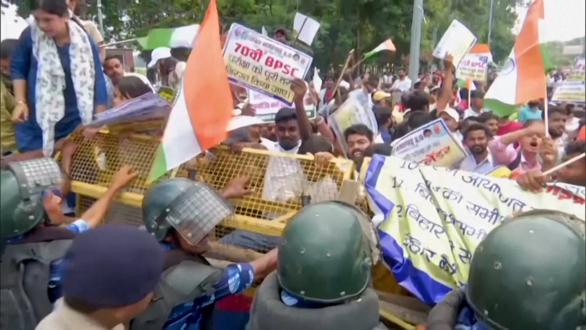 Students clash with police in India in a new protest over exam leaks
