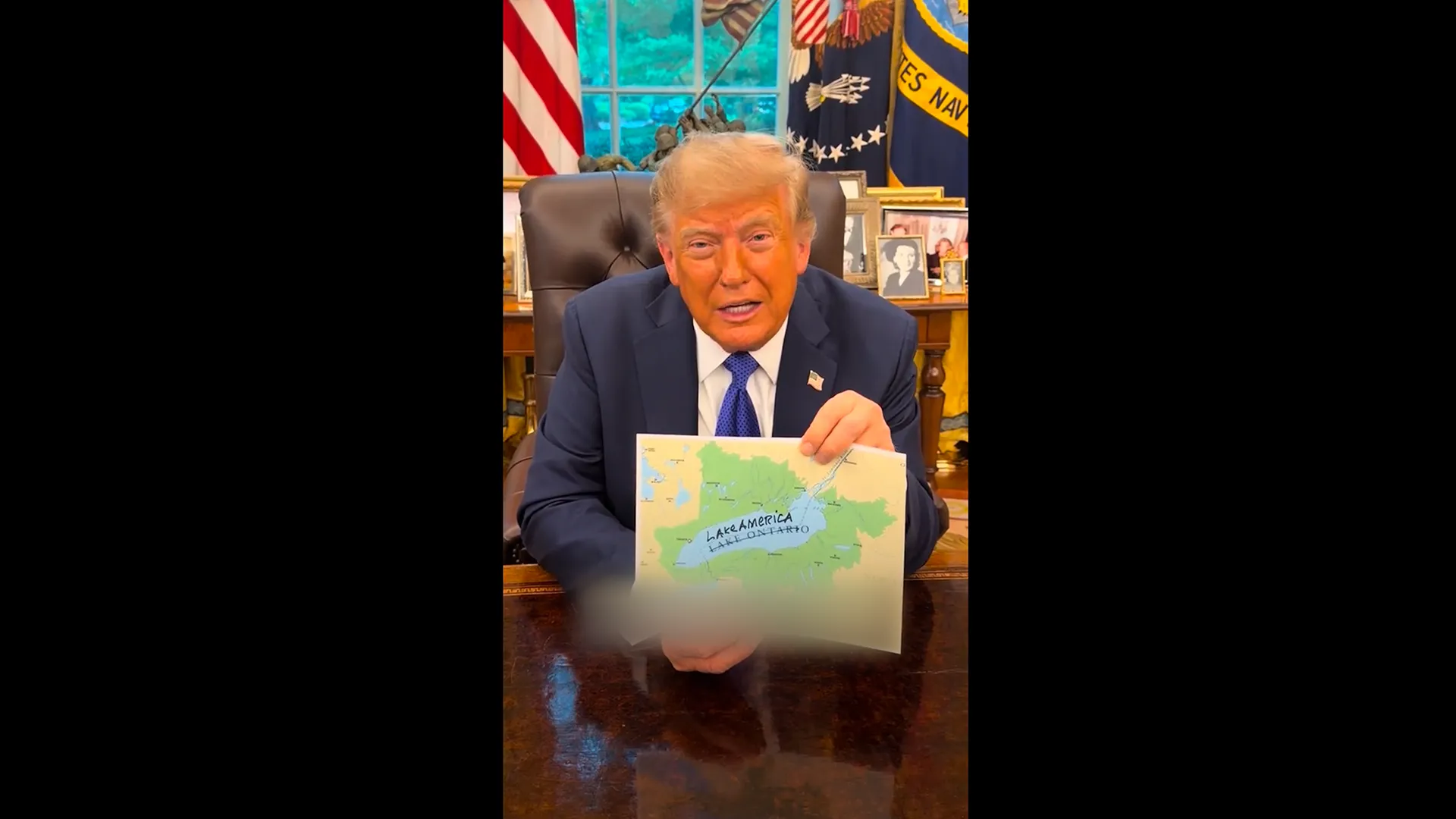 Trump crosses Lake Ontario on map, renames it ‘Lake America’