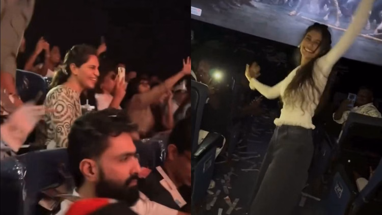 सिनेमाघरों में 'पेद्दी' का जश्न, भीड़ के बीच बैठी दिखीं रामचरण की पत्नी; पति के एंट्री सीन पर किया ये काम