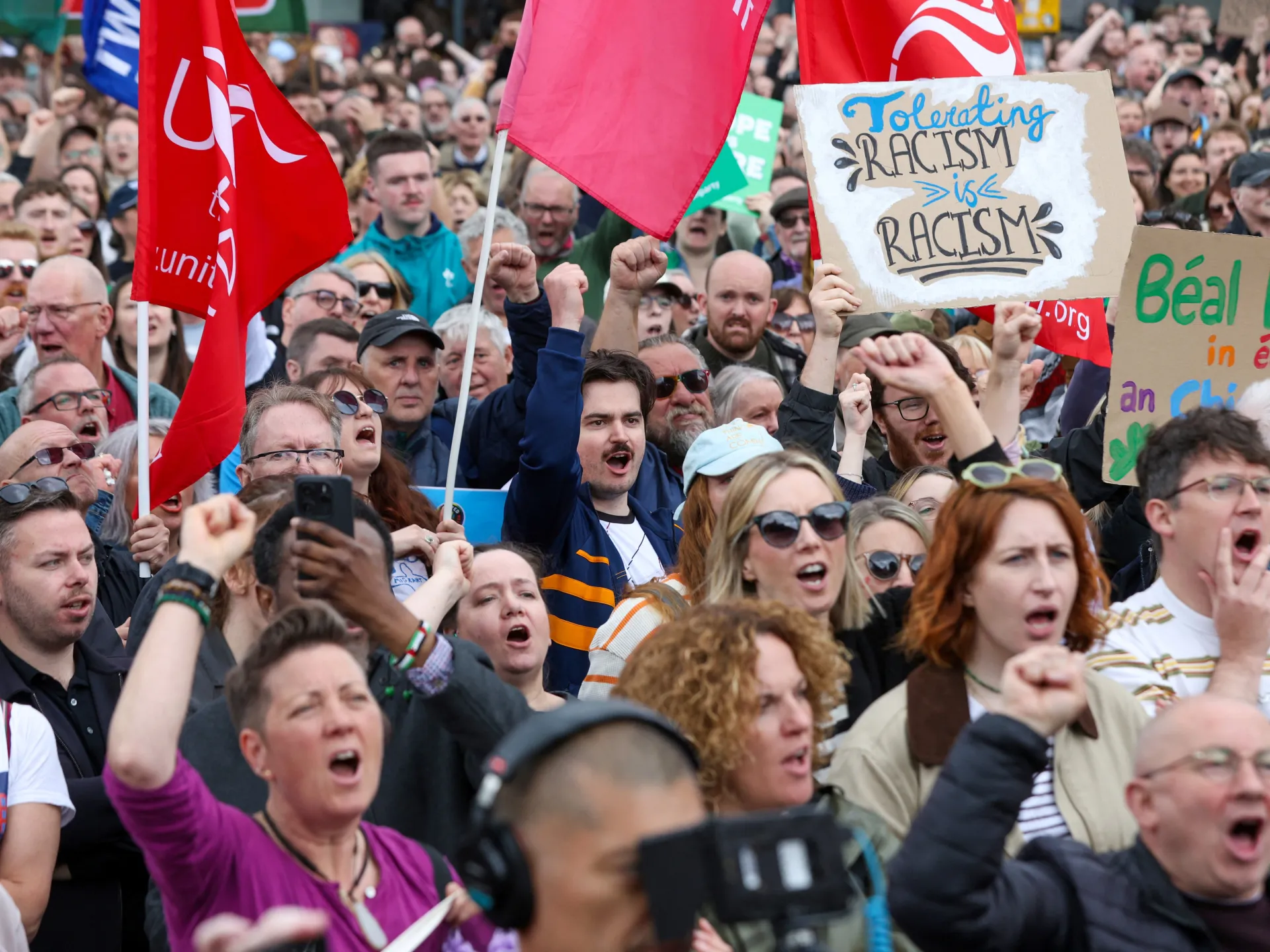 Thousands attend anti-racism rallies following unrest in Belfast