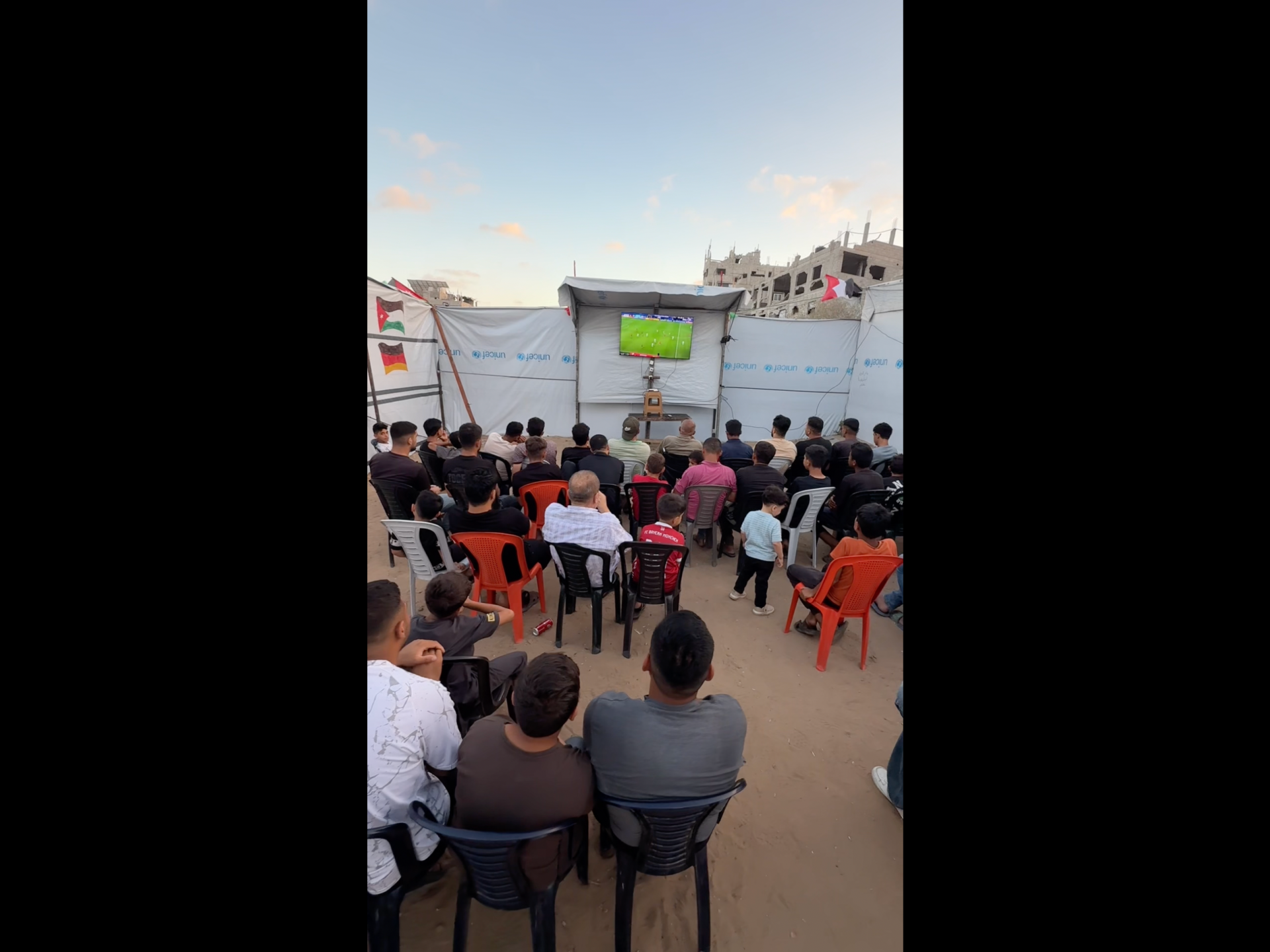 Football fans in Gaza gather to watch Spain-Saudi Arabia match