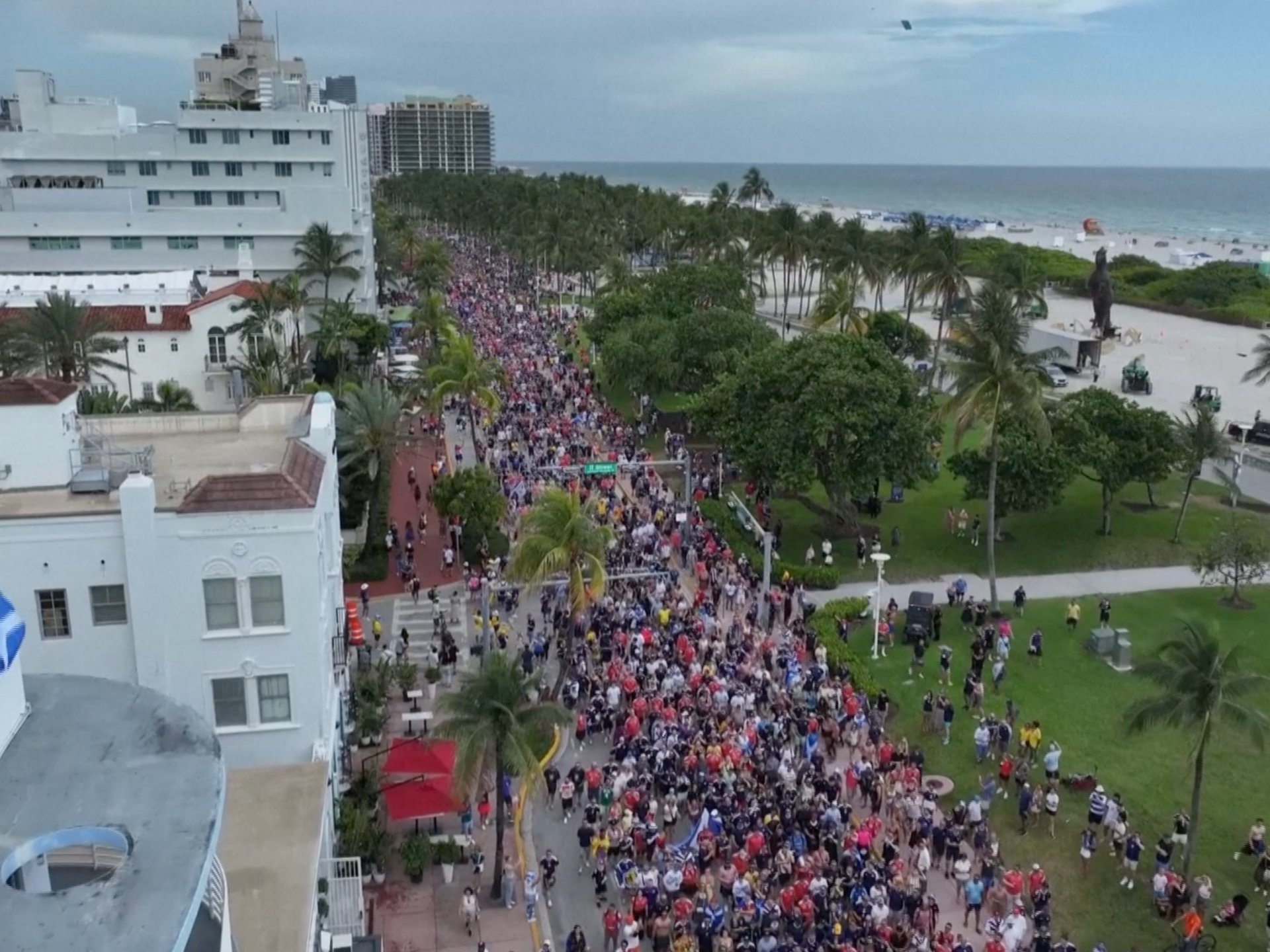 Kilts and bagpipes flood Miami streets as Scotland prepare to face Brazil