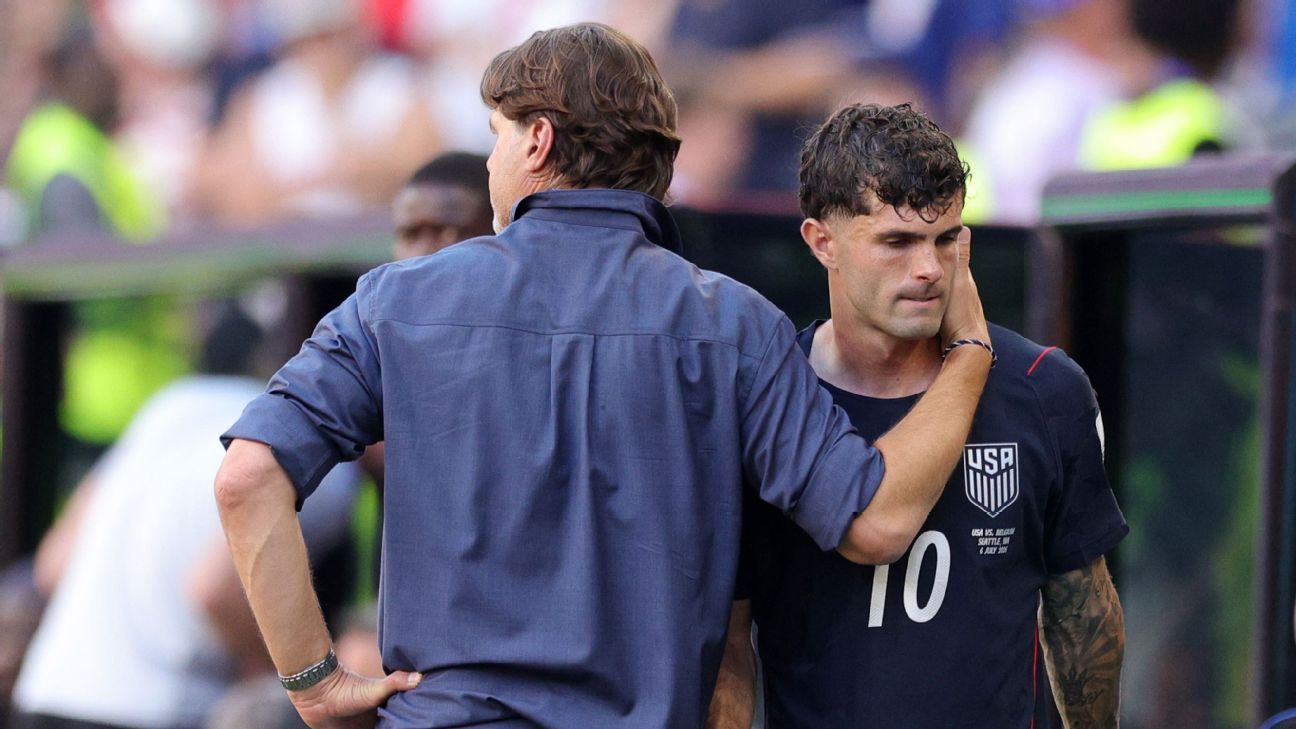 Pulisic forced off injured for USMNT vs. Belgium