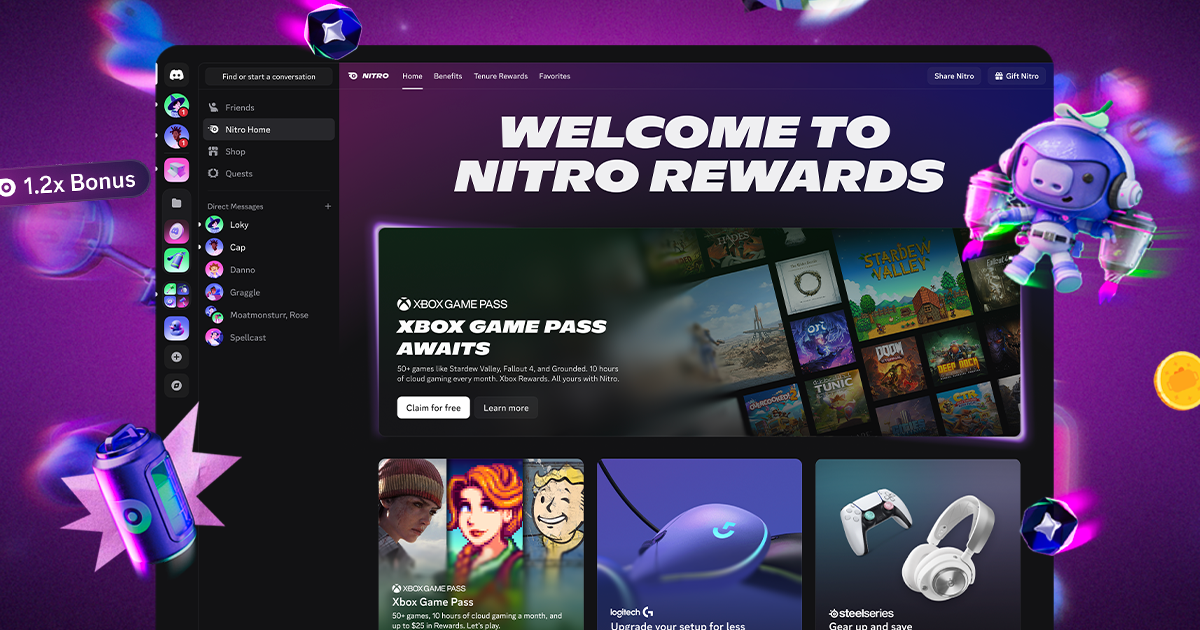 Discord launches Nitro Rewards, giving subscribers access to the base tier of Xbox Game Pass for no extra cost