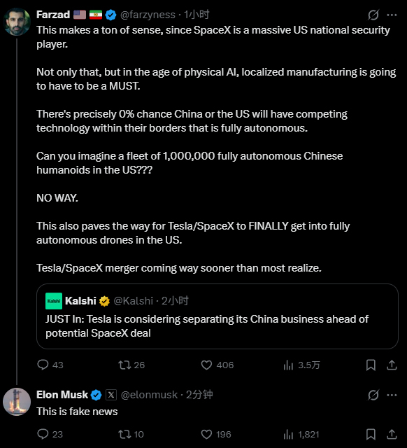 特斯拉正考虑剥离中国业务？马斯克回应
